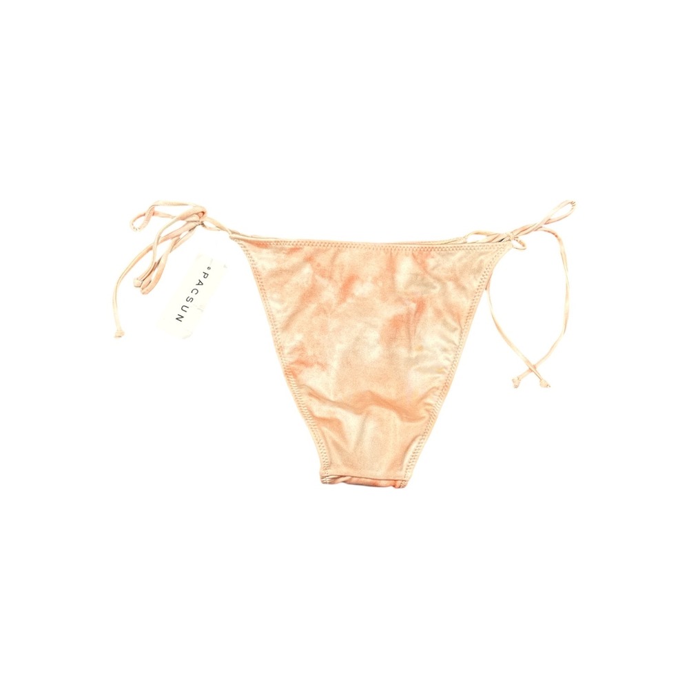 PacSun Women‎ Peach Orange Tie Dye Shimmer Side Tie Bikini Bottom Size Small